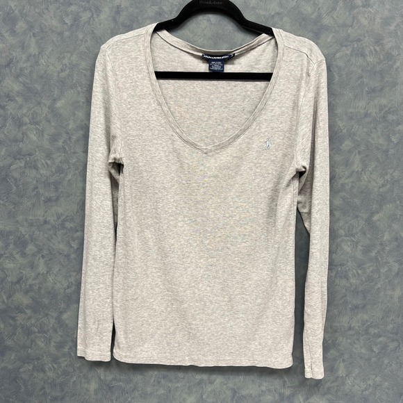 Ralph Lauren Sport Long Sleeve V-Neck Pima Cotton Top XL *FLAW‎ - Picture 2 of 10